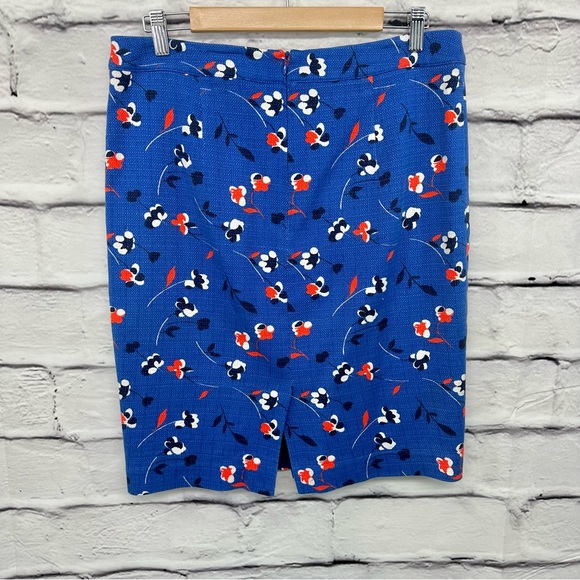 BODEN Skirt size 10R Martha Blue Red Pencil Floral Lined back vent - Picture 5 of 10